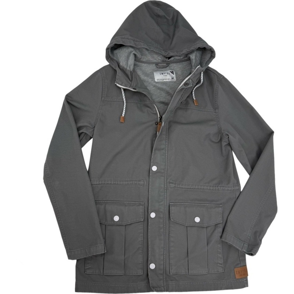 EMPYRE Size Medium Hooded Utility Jacket Charcoal Gray Canvas Skate Workwear